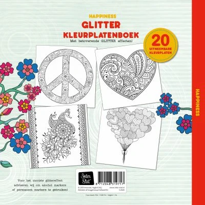 Glitter Kleurplatenboek Kleurboek Happiness 4 Glitter Kleurplatenboek Kleurboek Happiness - Afbeelding 2