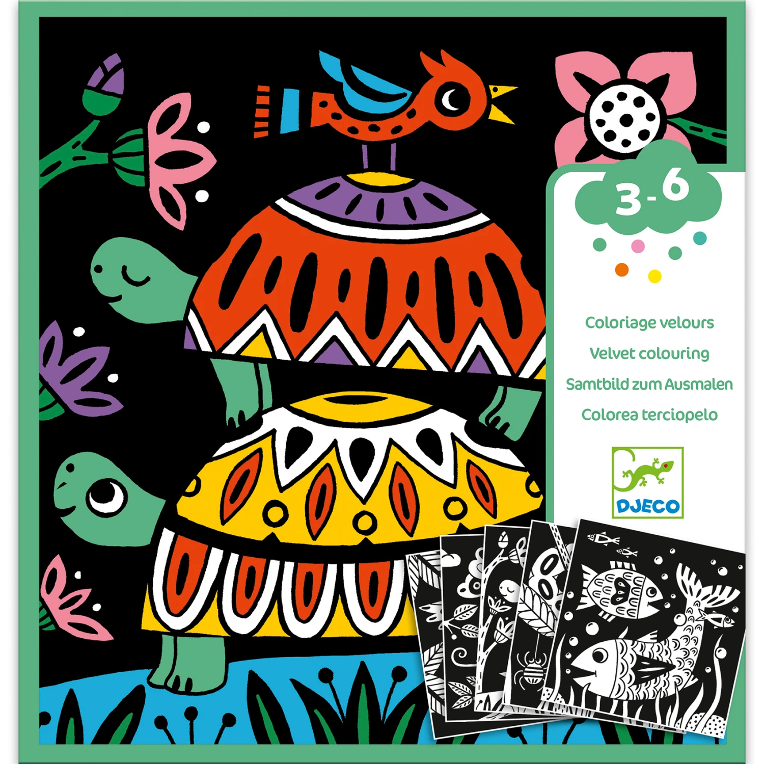 Djeco Fluwelen Kleurplaten Beestjes Knutselset 3 Djeco Fluwelen Kleurplaten Beestjes Knutselset