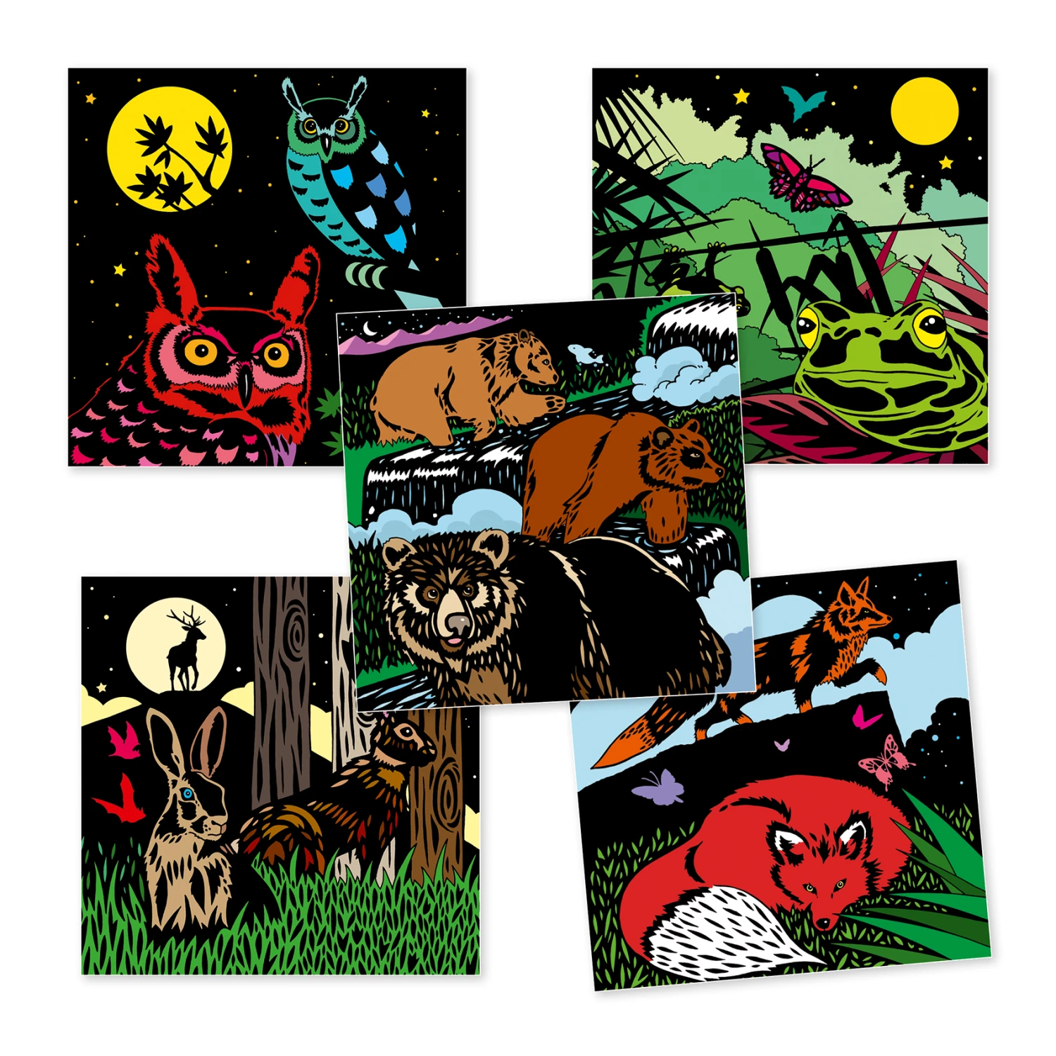 Djeco Fluwelen Kleurplaten Bos Knutselset 4 Djeco Fluwelen Kleurplaten Bos Knutselset - Afbeelding 2