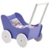 Houten Poppenwagen Purple -Speelgoed Winkel houten poppenwagen paars wit 1