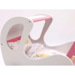 Houten Poppenwagen De Luxe White Incl. Dekbed / Slaapzak -Speelgoed Winkel houten poppenwagen met kap pallas wit rose 2