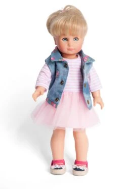 Kledingset Jurk Rose Met Spijkerjack Mt. 35 – 45 Cm. -Speelgoed Winkel kledingset pop heless 550 2550 1 1