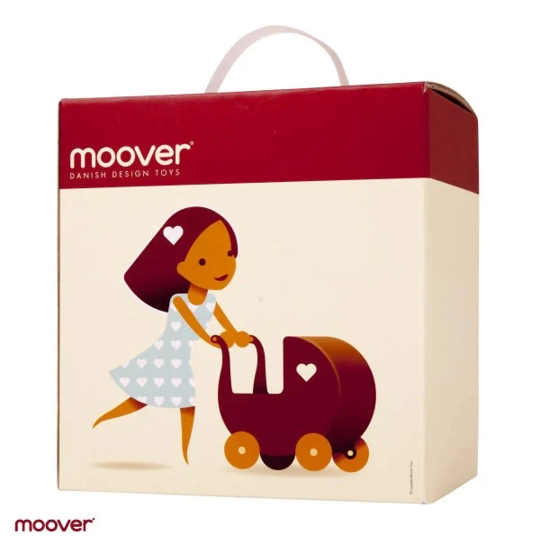 Moover Poppenwagen Hout Rood 5 Moover Poppenwagen Hout Rood - Afbeelding 3