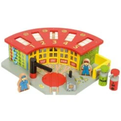 BigJigs BJT192 Rail Remise Voor 5 Treinen -Speelgoed Winkel remise 5 treinen bijigs bjt192 1